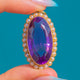 15ct Gold Oval Amethyst Pearl Cluster Pendant, 21.25ct