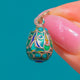 Antique Soviet Era Blue & Green Cloisonne Enamel Egg Charm